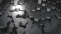3D rendering of abstract hexagonal geometric metallic surfaces in virtual space Royalty Free Stock Photo