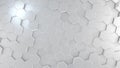 3D rendering of abstract hexagonal geometric white surfaces in virtual space