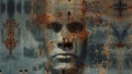 3d rendering of an abstract human face on a rusty metal sheet Royalty Free Stock Photo