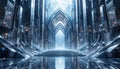 3d rendering of an abstract minimalist architectural structure, geometric architecture with chrome or metallic design. Royalty Free Stock Photo
