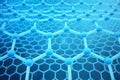 3D rendering abstract nanotechnology hexagonal geometric form close-up. Graphene atomic structure concept, carbon