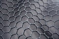 3D rendering abstract nanotechnology hexagonal geometric form close-up. Graphene atomic structure concept, carbon