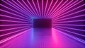 3d rendering, abstract neon background, empty square tunnel with pink glowing lines, long corridor, road, performance stage, floor Royalty Free Stock Photo