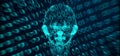 Abstract Network Connection Mesh Of Human Head On Binary Code Royalty Free Stock Photo