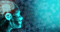 Network Connection Mesh Of Human Head With Brain On Binary Code Royalty Free Stock Photo