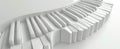 3D rendering of abstract piano keys on white background Royalty Free Stock Photo