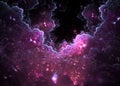 3D rendering abstract pink fractal clouds on black background Royalty Free Stock Photo