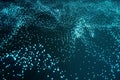 3d rendering abstract polygonal low poly wave background with connecting dots and lines. Abstract Flow. Connection Royalty Free Stock Photo