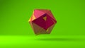 3D rendering of an abstract polyhedron. Plato`s body is torn apart. The polyhedron fragments are randomly arranged in space