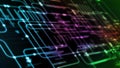 3D Rendering of abstract programming software flow chart with blur digital binary background. Royalty Free Stock Photo