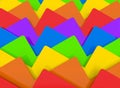 3d rendering. Abstract rainbow color Triangular shape wave pattern wall background