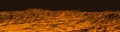 Panorama of mars background. Abstract red orange martian landscape. Sand dunes or hills against 3d rendering.