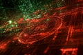 3D rendering of an abstract security concept with a binary code and padlock icons. Royalty Free Stock Photo