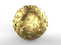 3D rendering - Abstract shapes on a golden ornamental globe Royalty Free Stock Photo