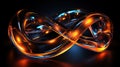 3d rendering of abstract technology concept with glowing lines on a black background. Generative AI Royalty Free Stock Photo