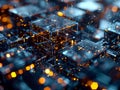 3d rendering of abstract technology digital background. Computer generated image. Generative AI Royalty Free Stock Photo