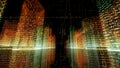 3D rendering of abstract virtual city inside a computer system. Hologram 3D Big Data Digital City Royalty Free Stock Photo
