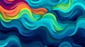 3d rendering, abstract wavy background with colorful waves, computer generated illustration