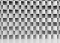 3d rendering. Abstract white hole square boxes stack wall background