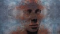 3d rendering of an abstract woman face on a rusty metal sheet