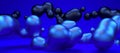 3d rendering abstraction in blue metallic colors with glossy reflection. Computer generated illustration of soft liquid shapes