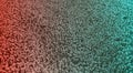 3D rendering. Abstraction, many small geometric shapes 3d parallelepiped on a plane, pink turquoise gradient, top view.