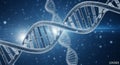 3D Rendering of aDNA Double Helix Structure with Blue Light and Particles genetics science Royalty Free Stock Photo
