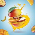 3D rendering for advertising multifruit juice Royalty Free Stock Photo