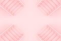 3d rendering. aerial view of different direction way of modern soft pink color stairs background. Royalty Free Stock Photo