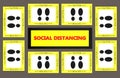 3d rendering. Aerial view of Social Distancing design Floor for elevator or small place during Covid 19 or Corona virus Epidemic c