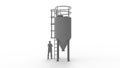 3D rendering of a agriculture harvest grain silo tower isolated on empty white studio background.