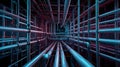 3D rendering of AI algorithms visualized as data flowing through pipelines Royalty Free Stock Photo
