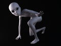 3D rendering of an alien crouching.