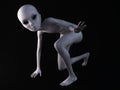 3D rendering of an alien crouching. Royalty Free Stock Photo