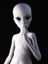 3D rendering of an alien hushing. Royalty Free Stock Photo