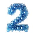 3D Rendering of a alphabet number 2 made with Blue Bubble on Transparent Background Royalty Free Stock Photo