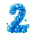 3D Rendering of a alphabet number 2 made with Blue Bubble on Transparent Background Royalty Free Stock Photo