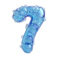 3D Rendering of a alphabet number 7 made with Blue Bubble on Transparent Background Royalty Free Stock Photo