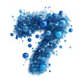 3D Rendering of a alphabet number 7 made with Blue Bubble on Transparent Background Royalty Free Stock Photo