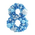 3D Rendering of a alphabet number 8 made with Blue Bubble on Transparent Background Royalty Free Stock Photo