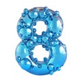 3D Rendering of a alphabet number 8 made with Blue Bubble on Transparent Background Royalty Free Stock Photo