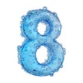 3D Rendering of a alphabet number 8 made with Blue Bubble on Transparent Background Royalty Free Stock Photo