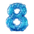 3D Rendering of a alphabet number 8 made with Blue Bubble on Transparent Background Royalty Free Stock Photo