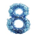 3D Rendering of a alphabet number 8 made with Blue Bubble on Transparent Background Royalty Free Stock Photo