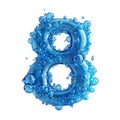 3D Rendering of a alphabet number 8 made with Blue Bubble on Transparent Background Royalty Free Stock Photo