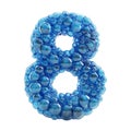 3D Rendering of a alphabet number 8 made with Blue Bubble on Transparent Background Royalty Free Stock Photo