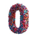 3D Rendering of a alphabet number 0 made with pixel font on Transparent Background Royalty Free Stock Photo
