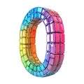 3D Rendering of a alphabet number 0 made with pixel font on Transparent Background Royalty Free Stock Photo