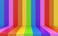 3d rendering. alternate rainbow colorful LGBT stage bars floor wall background.