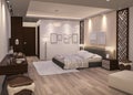 3d rendering amazing white dress room3d rendering night bedroom with parquet floor